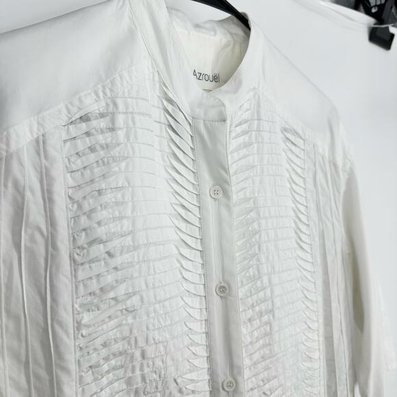 Yigal Azrouel Long Sleeve Button Up Top Womens 8 White Asian Style Minimalist - Picture 5 of 13